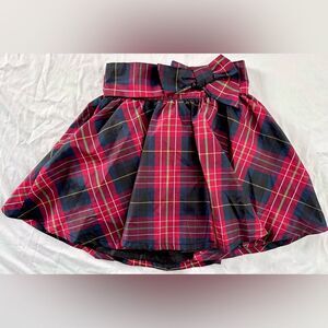 GAP Girls Plaid Skirt Size 4/5 Red Navy Holiday Tartan Bow Waist
